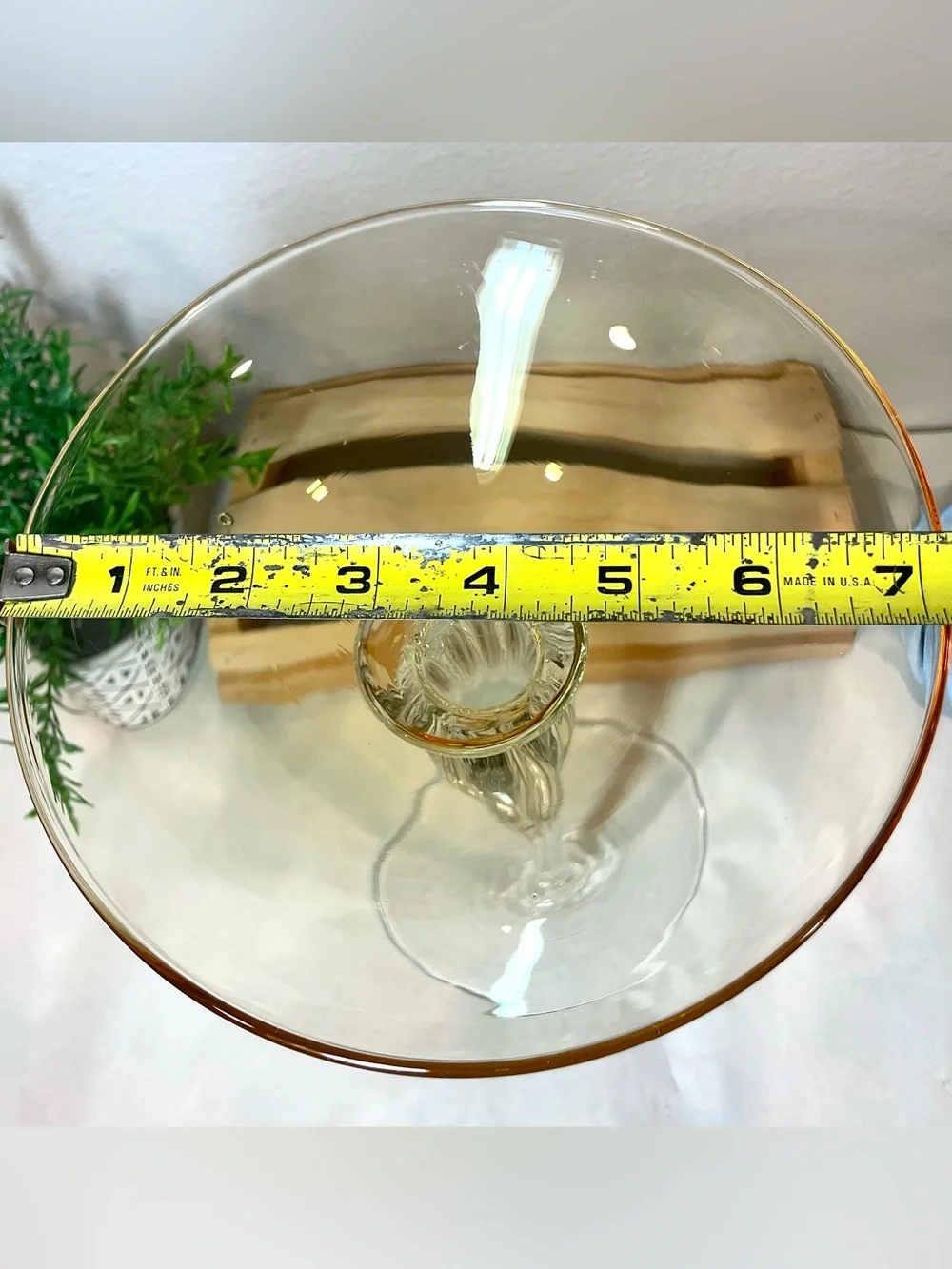 Vintage Steuben- or Empoli-Style Amber-Tinted Tall Compote Candle Holder Art